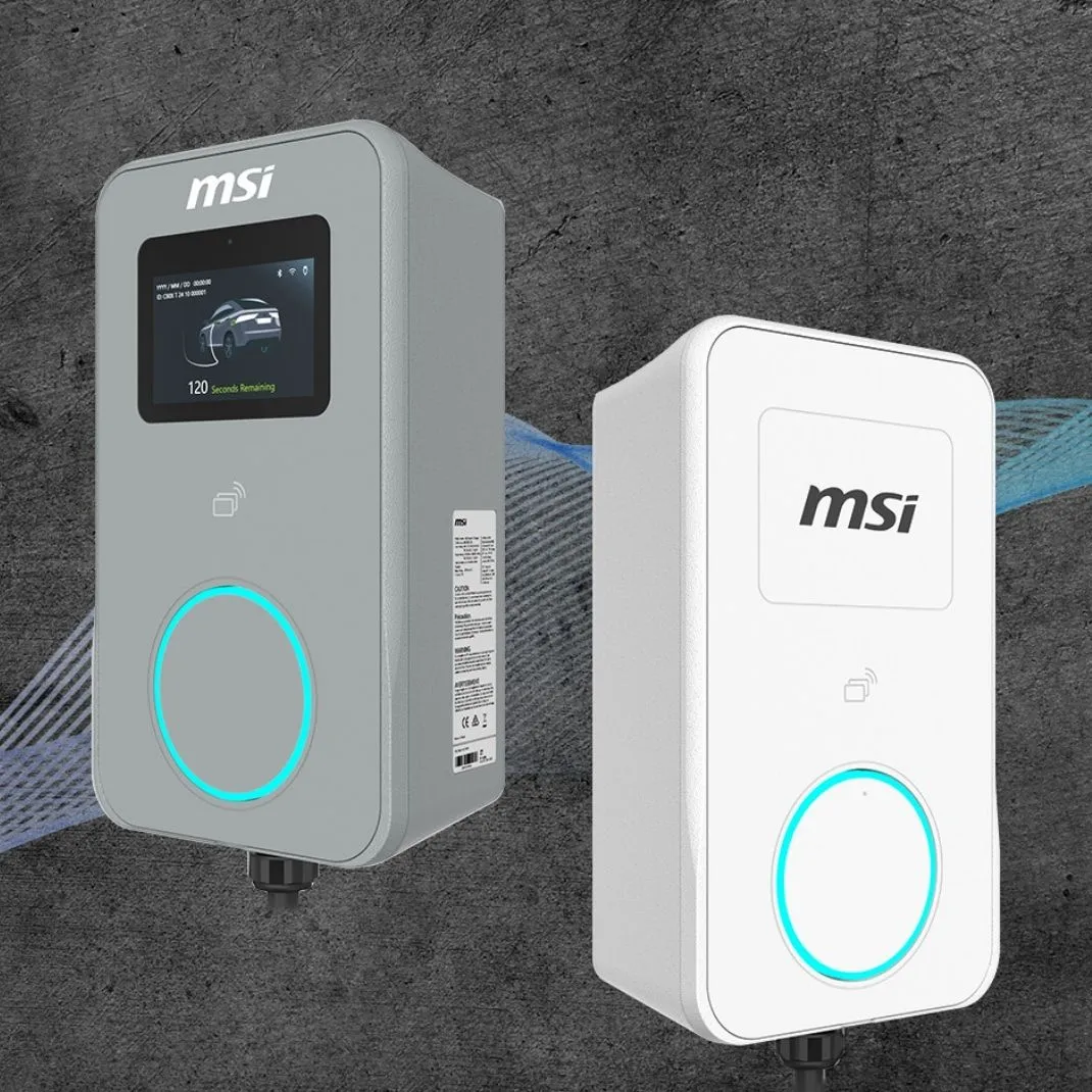 Eco Series AC EV charging stations shown in grey and white to show the product color range